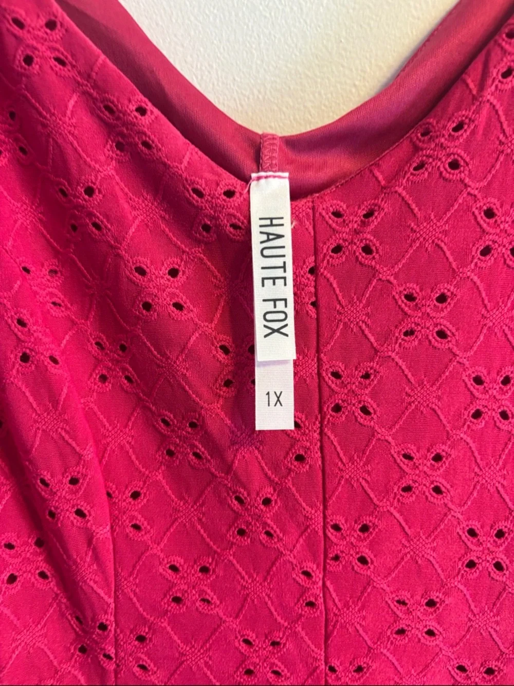 Sleeveless Raspberry Eyelet Fit & Flare Dress - Picture 2 of 5